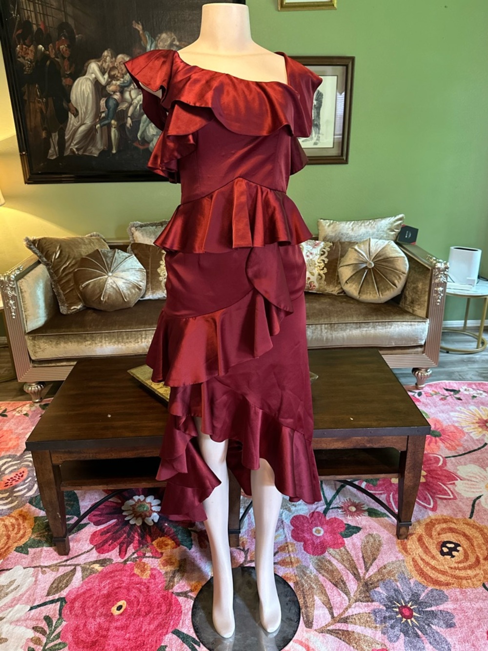 Amur Lorelei dress in garnet silk faille